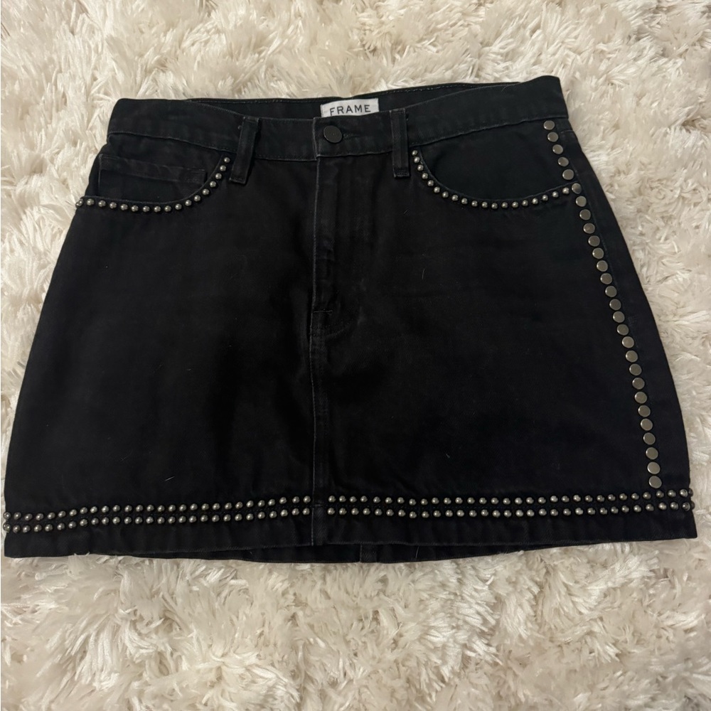 FRAME Black Denim Skirt